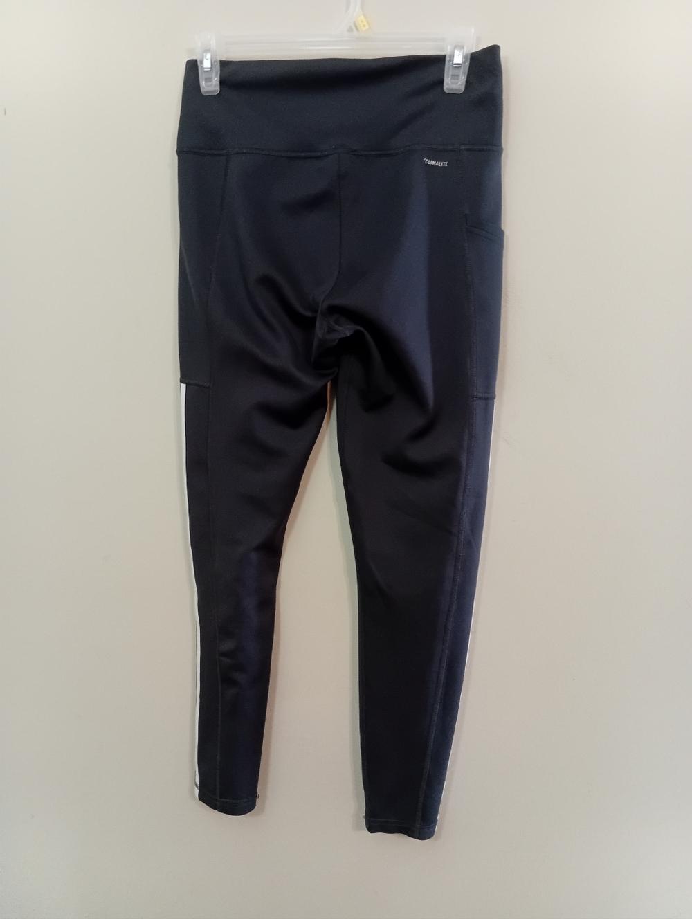 adidas Black Leggings with White Side Stripes - Picture 2 of 2